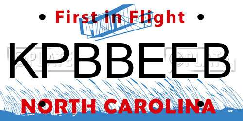 KPBBEEB North Carolina License Plate