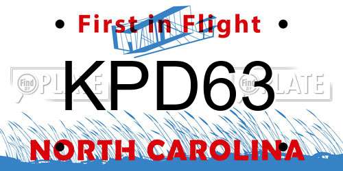 KPD63 North Carolina License Plate