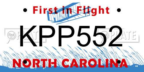 KPP552 North Carolina License Plate