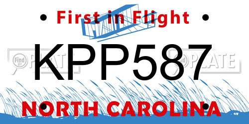 KPP587 North Carolina License Plate
