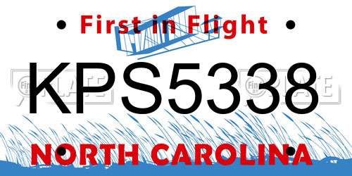 KPS5338 North Carolina License Plate
