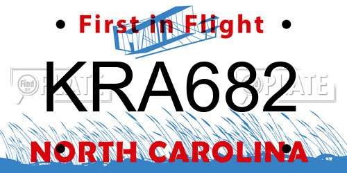 KRA682 North Carolina License Plate