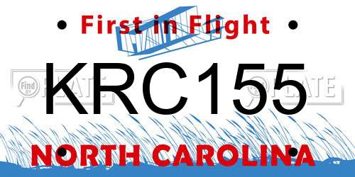 KRC155 North Carolina License Plate