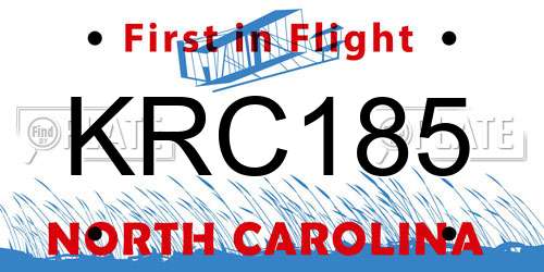 KRC185 North Carolina License Plate