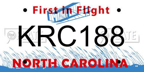 KRC188 North Carolina License Plate