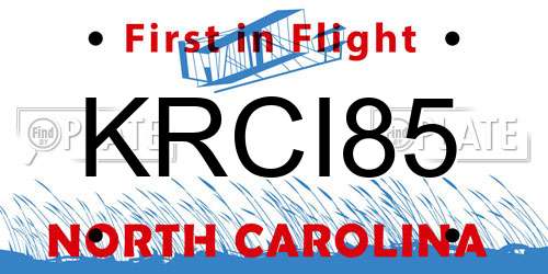 KRCI85 North Carolina License Plate