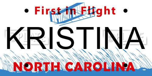 KRISTINA North Carolina License Plate