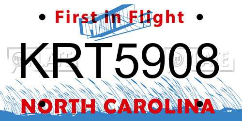 KRT5908 North Carolina License Plate