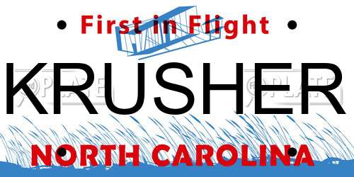 KRUSHER North Carolina License Plate