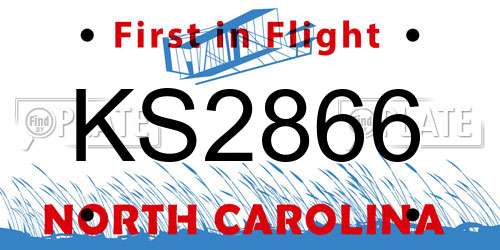 KS2866 North Carolina License Plate