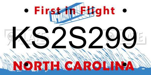KS2S299 North Carolina License Plate