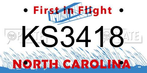 KS3418 North Carolina License Plate