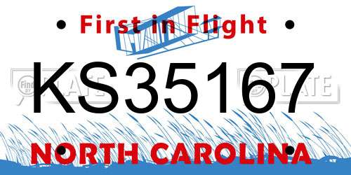 KS35167 North Carolina License Plate