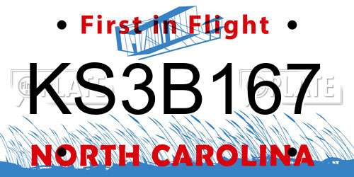 KS3B167 North Carolina License Plate