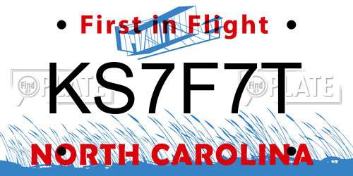 KS7F7T North Carolina License Plate