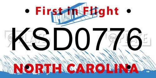KSD0776 North Carolina License Plate