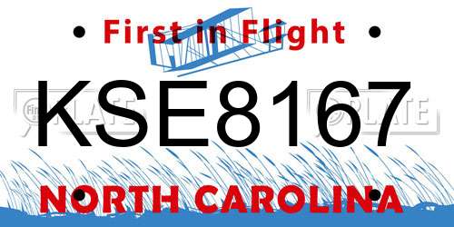 KSE8167 North Carolina License Plate