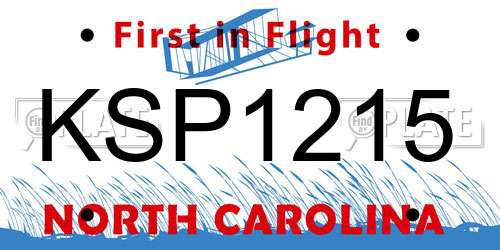 KSP1215 North Carolina License Plate