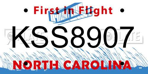 KSS8907 North Carolina License Plate