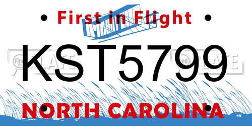 KST5799 North Carolina License Plate
