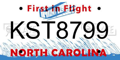 KST8799 North Carolina License Plate