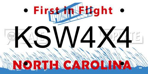 KSW4X4 North Carolina License Plate