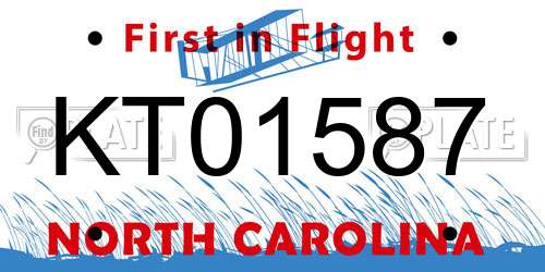 KT01587 North Carolina License Plate