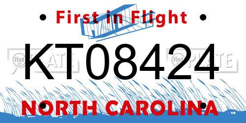 KT08424 North Carolina License Plate
