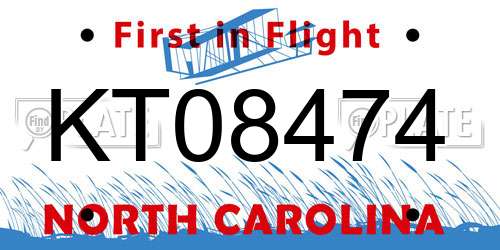 KT08474 North Carolina License Plate