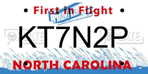 KT7N2P North Carolina License Plate