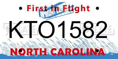 KTO1582 North Carolina License Plate