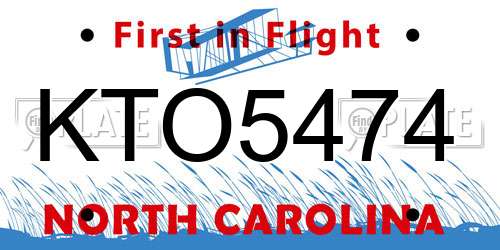 KTO5474 North Carolina License Plate