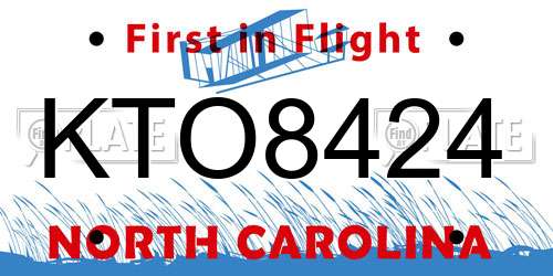 KTO8424 North Carolina License Plate
