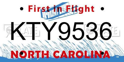 KTY9536 North Carolina License Plate
