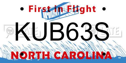 KUB63S North Carolina License Plate