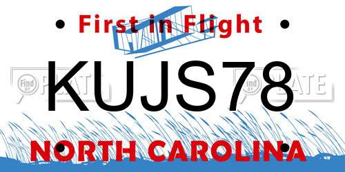 KUJS78 North Carolina License Plate