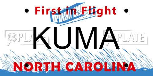KUMA North Carolina License Plate