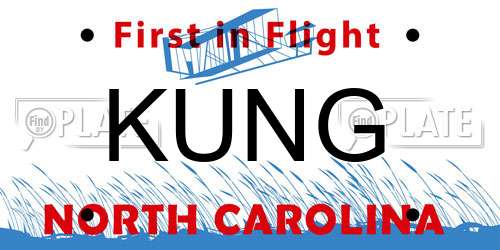 KUNG North Carolina License Plate