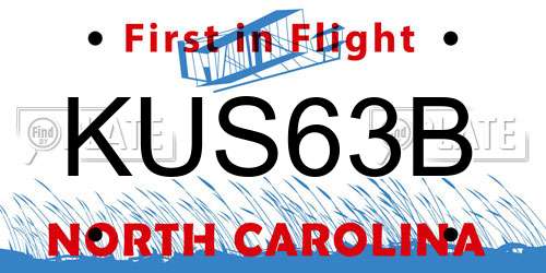 KUS63B North Carolina License Plate