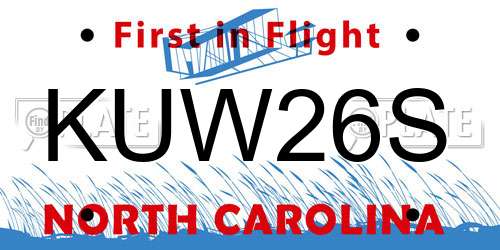 KUW26S North Carolina License Plate