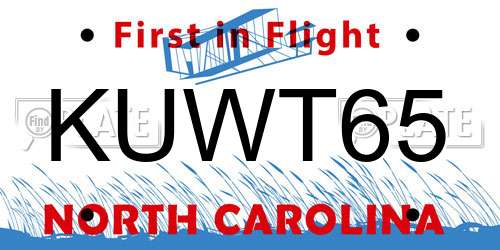 KUWT65 North Carolina License Plate