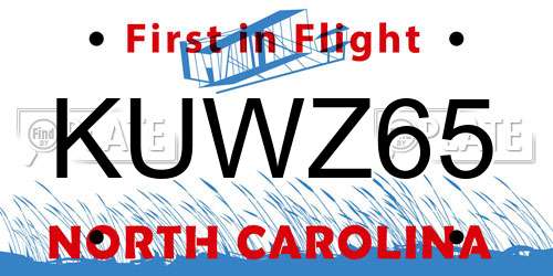 KUWZ65 North Carolina License Plate