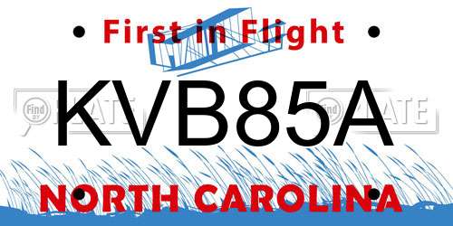 KVB85A North Carolina License Plate