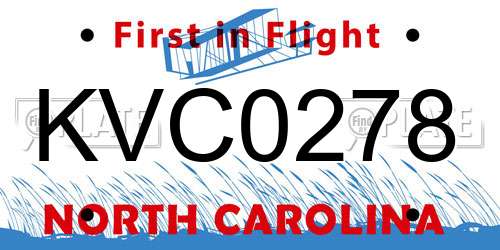 KVC0278 North Carolina License Plate