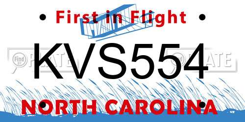 KVS554 North Carolina License Plate