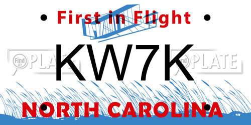 KW7K North Carolina License Plate