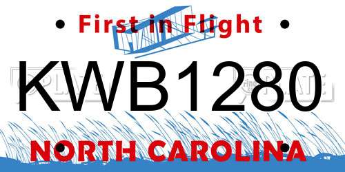 KWB1280 North Carolina License Plate