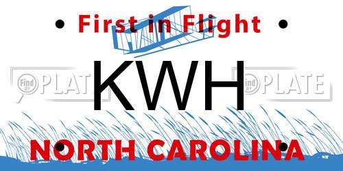 KWH North Carolina License Plate