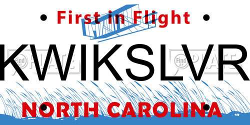 KWIKSLVR North Carolina License Plate