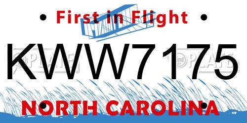 KWW7175 North Carolina License Plate